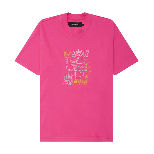 "SPIRIT WALKER" ULTRA HEAVY TEE IN STATIC PINK
