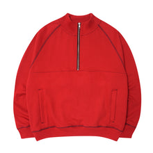 CONTRAST QUARTER ZIP SWEATSHIRT IN FADED RED