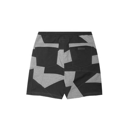 NEEDLEWORK SWEATSHORTS IN CAVIAR/HEATHER GREY