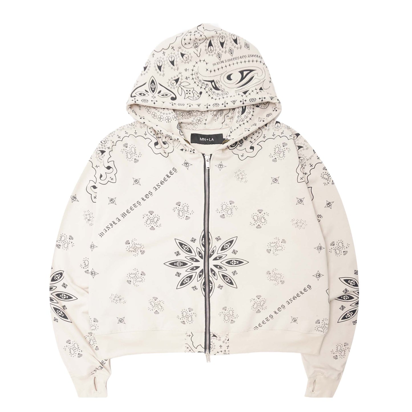 "PEACE PAISLEY" ZIP HOODIE IN OAT