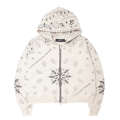 "PEACE PAISLEY" ZIP HOODIE IN OAT