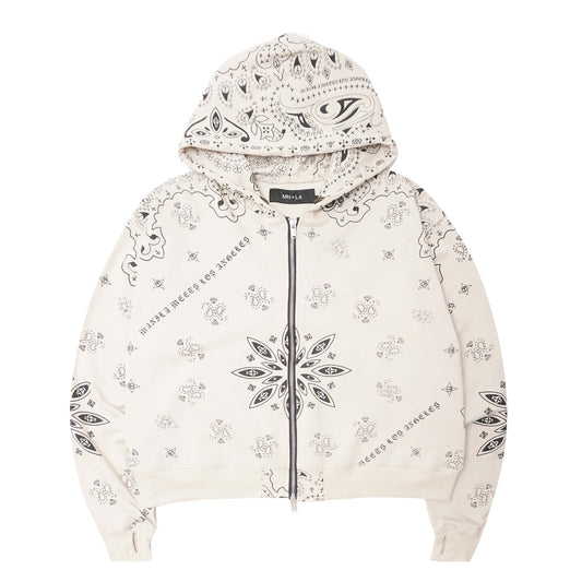 "PEACE PAISLEY" ZIP HOODIE IN OAT