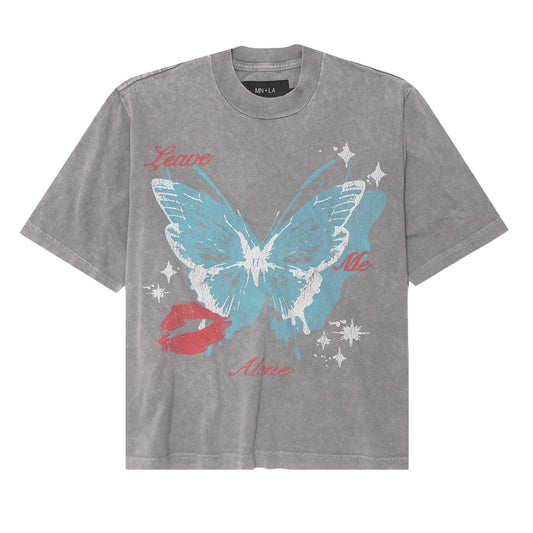 "LEAVE ME ALONE" TEE IN STONE/CASTLETON
