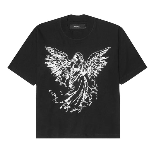 "DIGITAL ANGEL" TEE IN CAVIAR