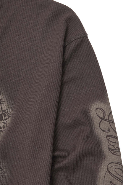 "CITY OF ANGELS" WAFFLE LONGSLEEVE TEE IN CHARCOAL GREY