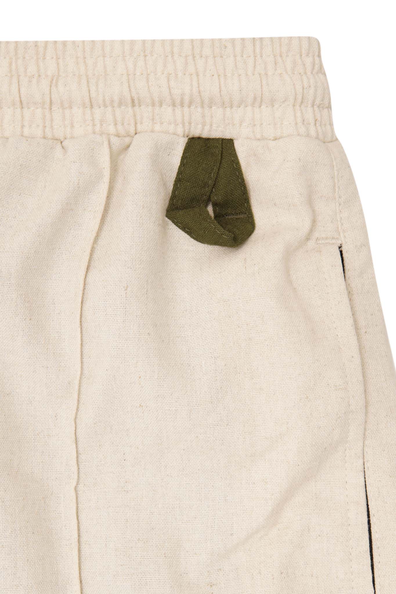 LINEN PLEATED WIDE PANTS IN OAT/OLIVE