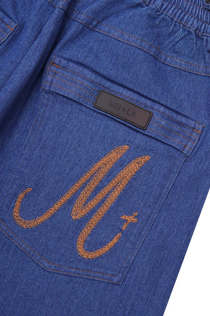 "TRUE BLUE" DOUBLE KNEE PHAT SHORTS