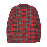 MANDARIN L/S SHIRT IN CRIMSON NAVY PLAID