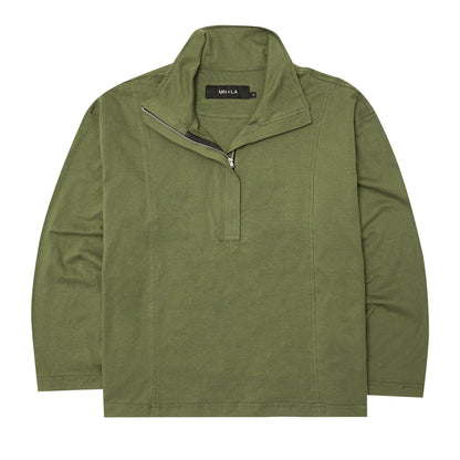 QUARTER ZIP L/S TEE IN FERN