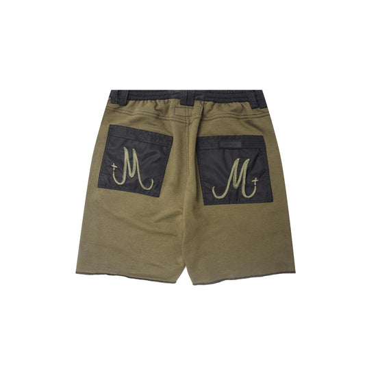 DOUBLE KNEE PHAT SHORTS IN OLIVE
