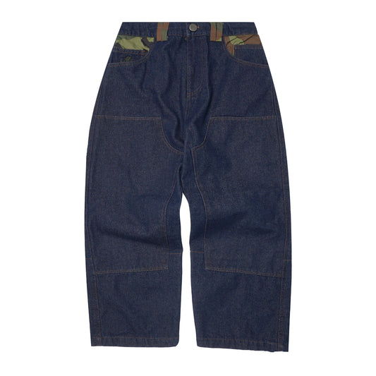M+ DOUBLE KNEE PHAT PANTS IN DENIM CAMO