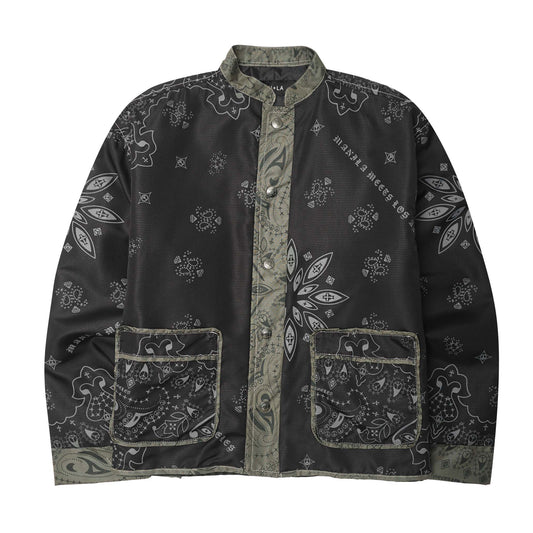 SHIFU JACKET IN ANTHRACITE PAISLEY