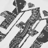 M'$ PAISLEY PATCHWORK MILITIA MOCK NECK TEE IN WHITE