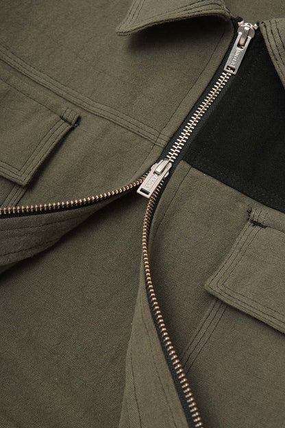 CRAFTSMAN ZIP TRUCKER JACKET IN OLIVE