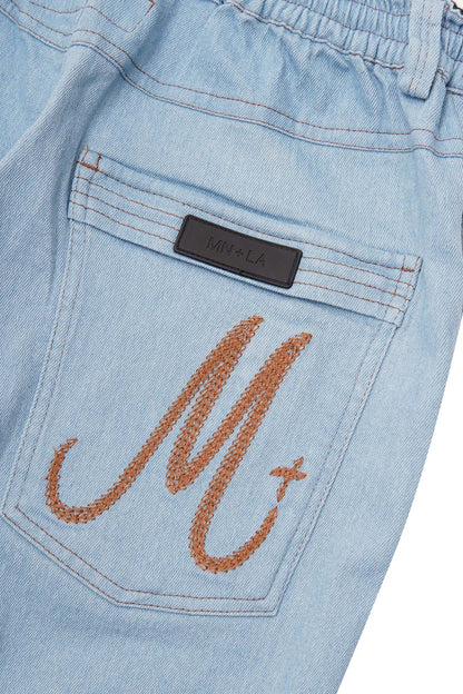 "VAPOR BLUE" OVERPOCKET PHAT SHORTS