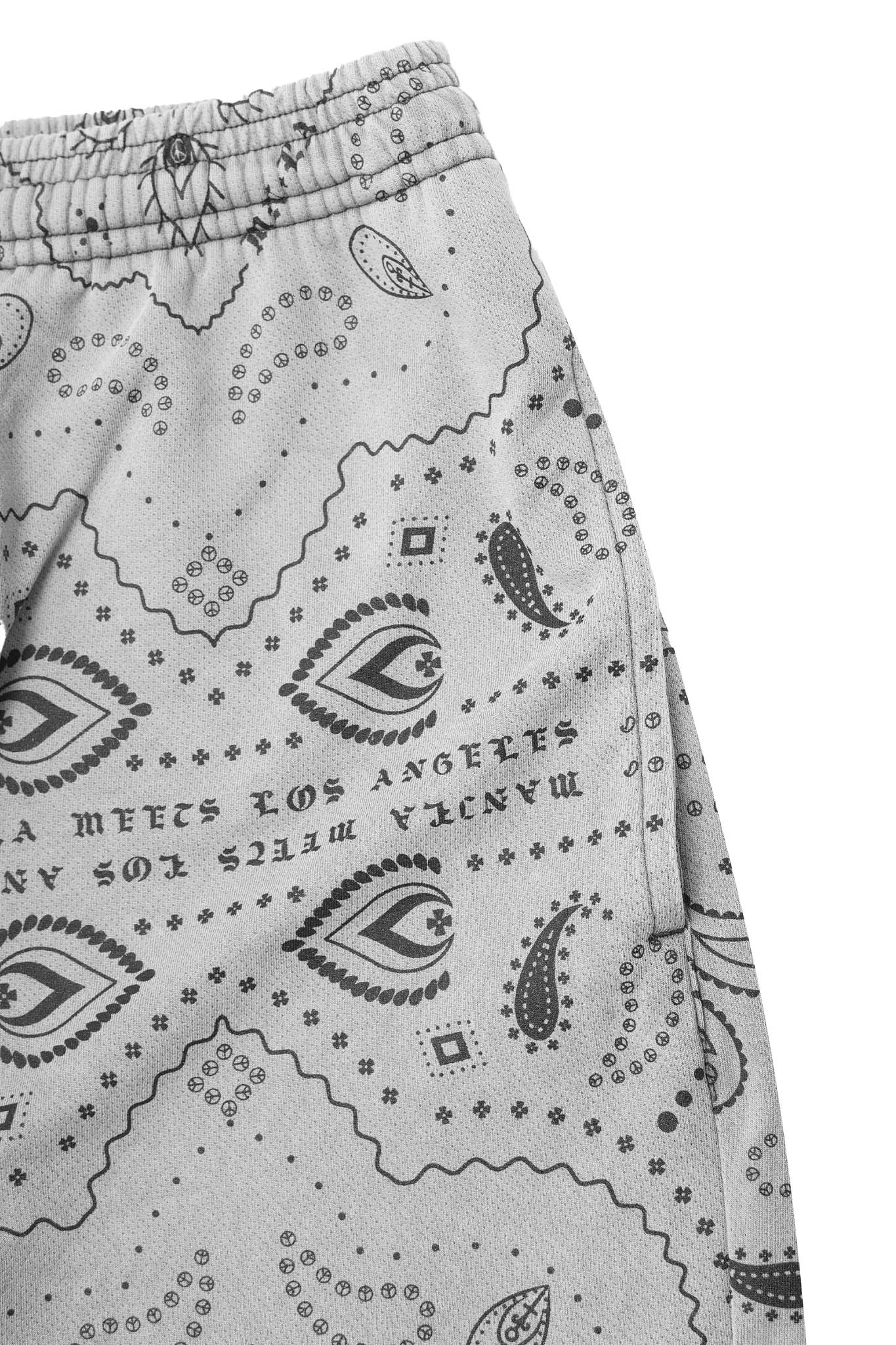 PEACE PAISLEY COURT SHORTS IN STEEL