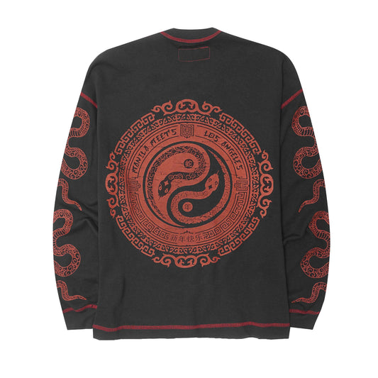 "YEAR OF THE SNAKE" MILITIA LONGSLEEVE TEE IN ANTHRACITE