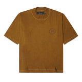 "CROP CIRCLES" MOCK NECK TEE IN RUST