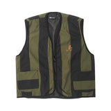 NEEDLEWORK VEST IN OLIVE/ANTHRACITE