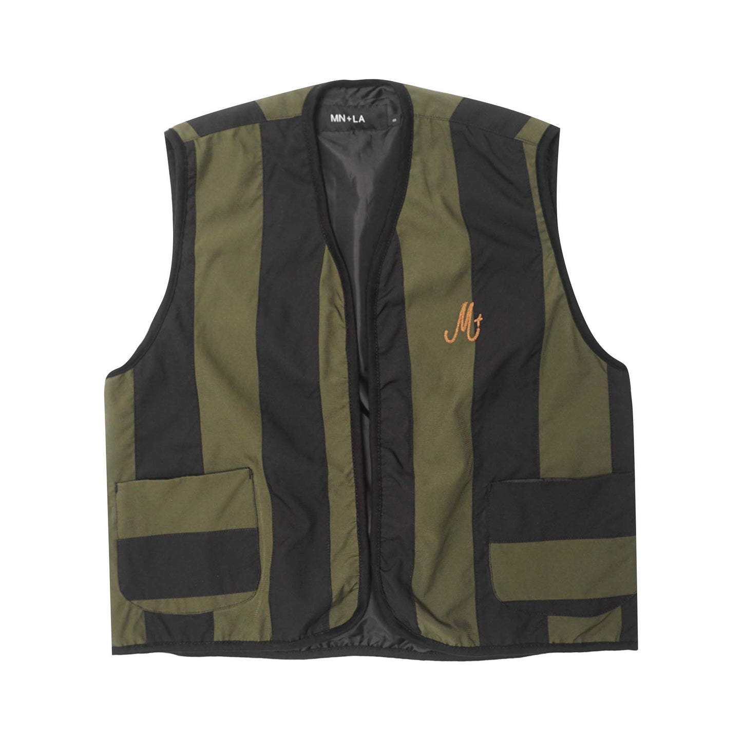 NEEDLEWORK VEST IN OLIVE/ANTHRACITE