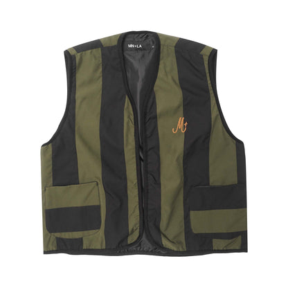 NEEDLEWORK VEST IN OLIVE/ANTHRACITE