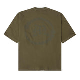 "CROP CIRCLES" MOCK NECK TEE IN OLIVE