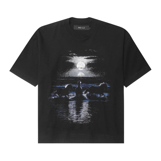 "HORSE POWER" TEE IN MIDNIGHT