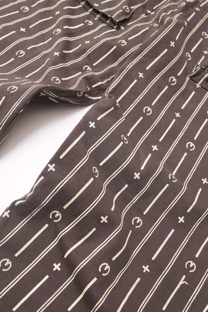 M+ PINSTRIPED OVERPOCKET PHAT PANTS IN CHARCOAL GREY