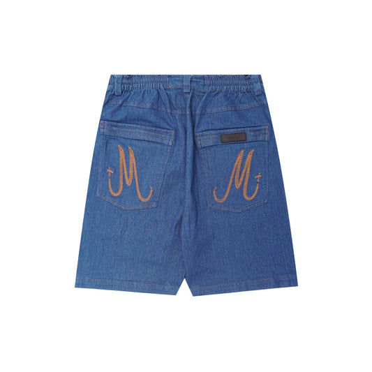 "TRUE BLUE" DOUBLE KNEE PHAT SHORTS