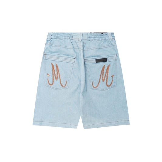 "VAPOR BLUE" DOUBLE KNEE PHAT SHORTS