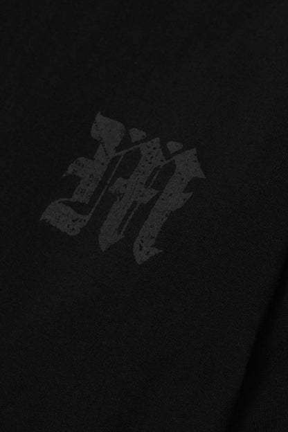 M'$ PAISLEY PATCHWORK MILITIA MOCK NECK TEE IN CAVIAR