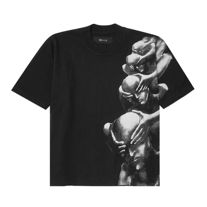 "SEE NO EVIL" TEE IN CAVIAR