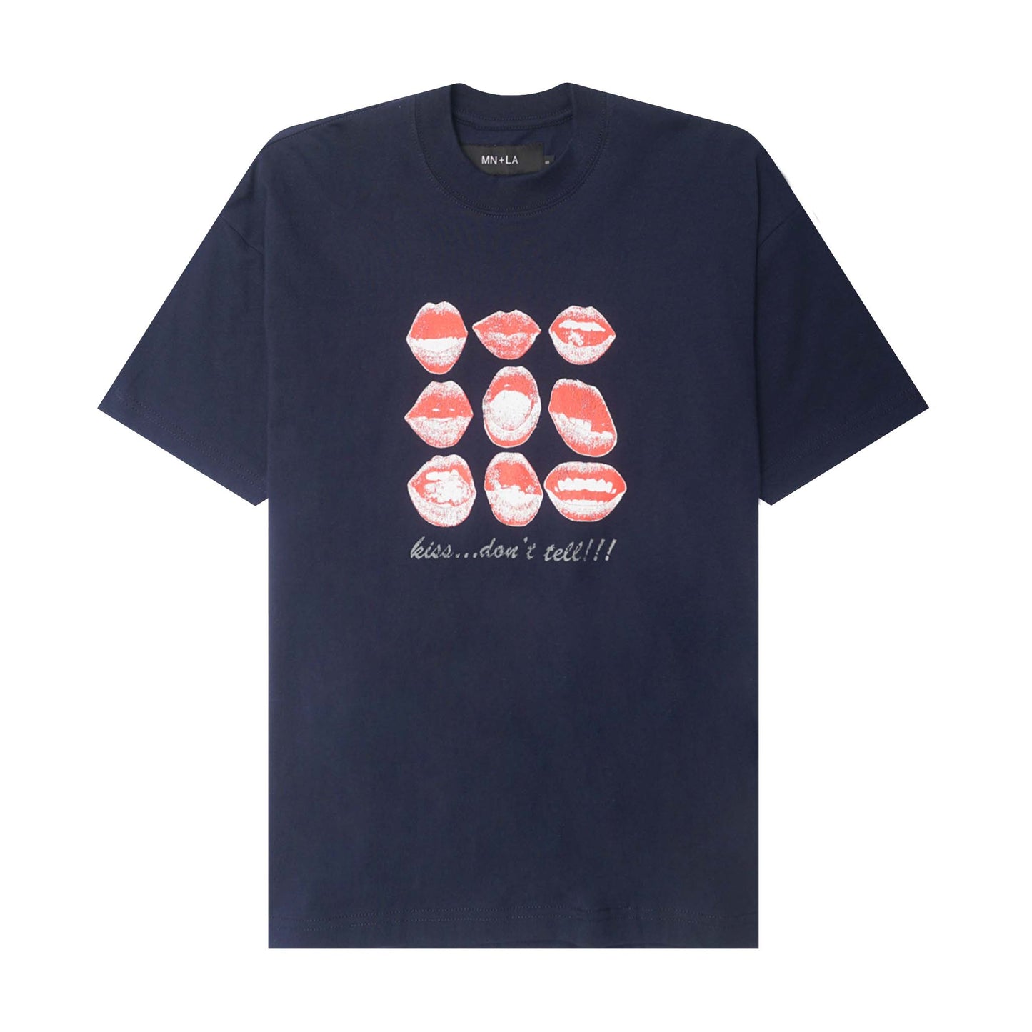 "KISS...DON'T TELL" TEE IN NAVY