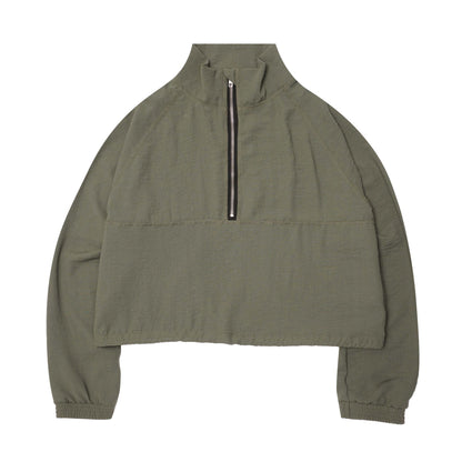 LINEN QUARTER ZIP L/S TEE V2 IN MOSS