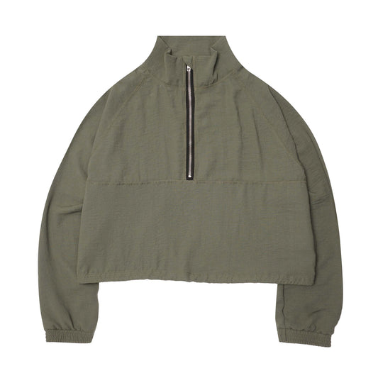 LINEN QUARTER ZIP L/S TEE V2 IN MOSS