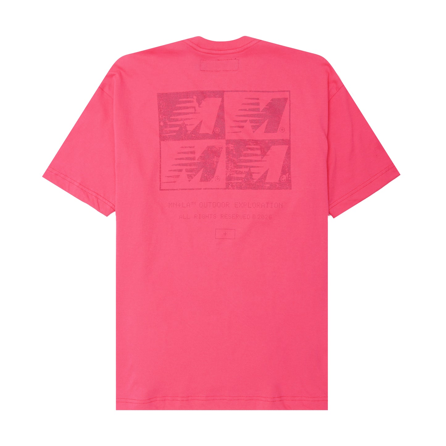 "OUTDOOR EXPLORATION" MULTI LOGO TEE IN STATIC PINK