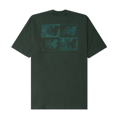 "OUTDOOR EXPLORATION" MULTI LOGO TEE IN HUNTER GREEN