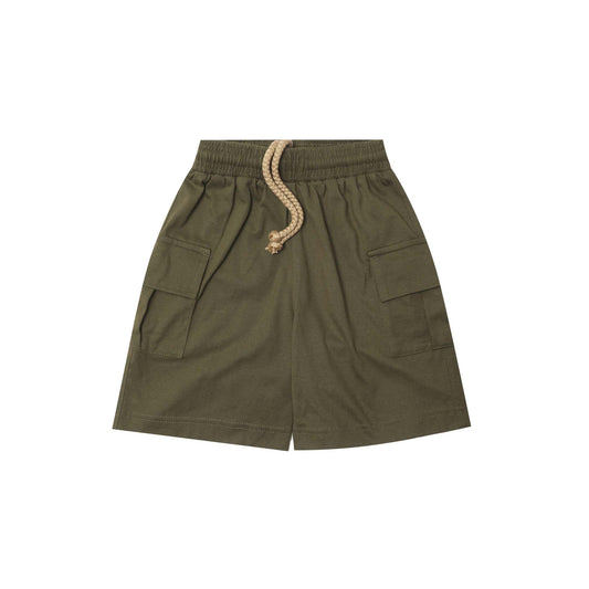 "ADVENTURE" LITTLE HUMAN™ SHORTS IN OLIVE