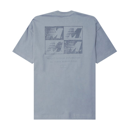 "OUTDOOR EXPLORATION" MULTI LOGO TEE IN GLACIER