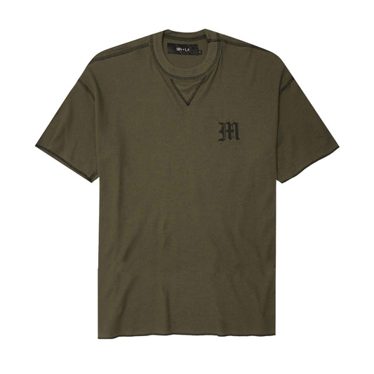 “M’$ SPECK V2” WAFFLE TEE IN OLIVE