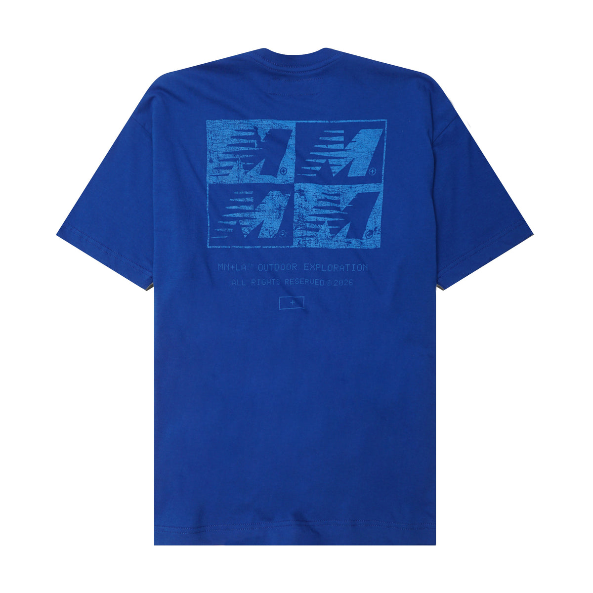 "OUTDOOR EXPLORATION" MULTI LOGO TEE IN ELECTRIC BLUE