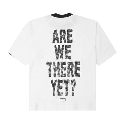 "ARE WE THERE YET?" TEE IN WHITE/CHARCOAL GREY