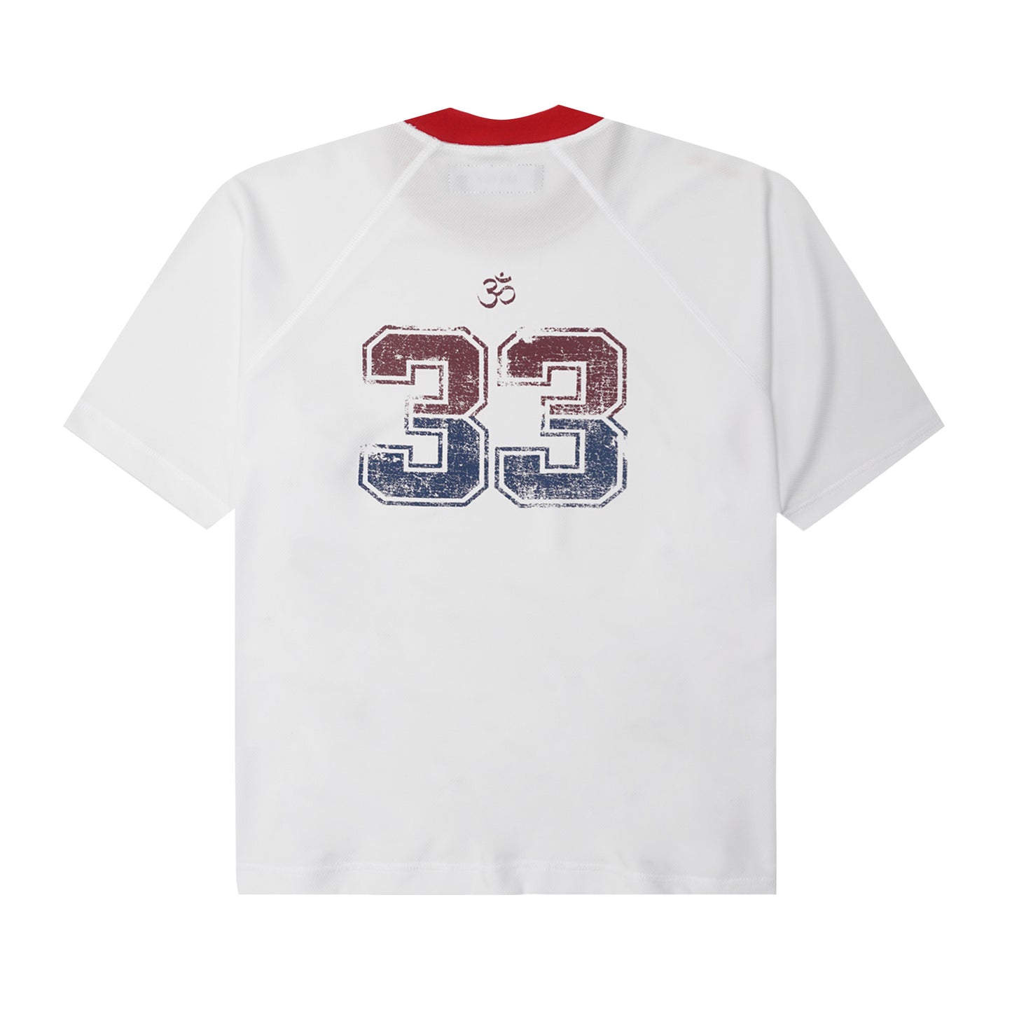 "33" TEE IN CARMINE/NAVY