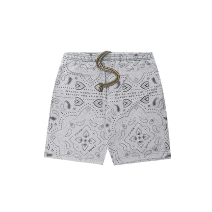 PEACE PAISLEY COURT SHORTS IN STEEL
