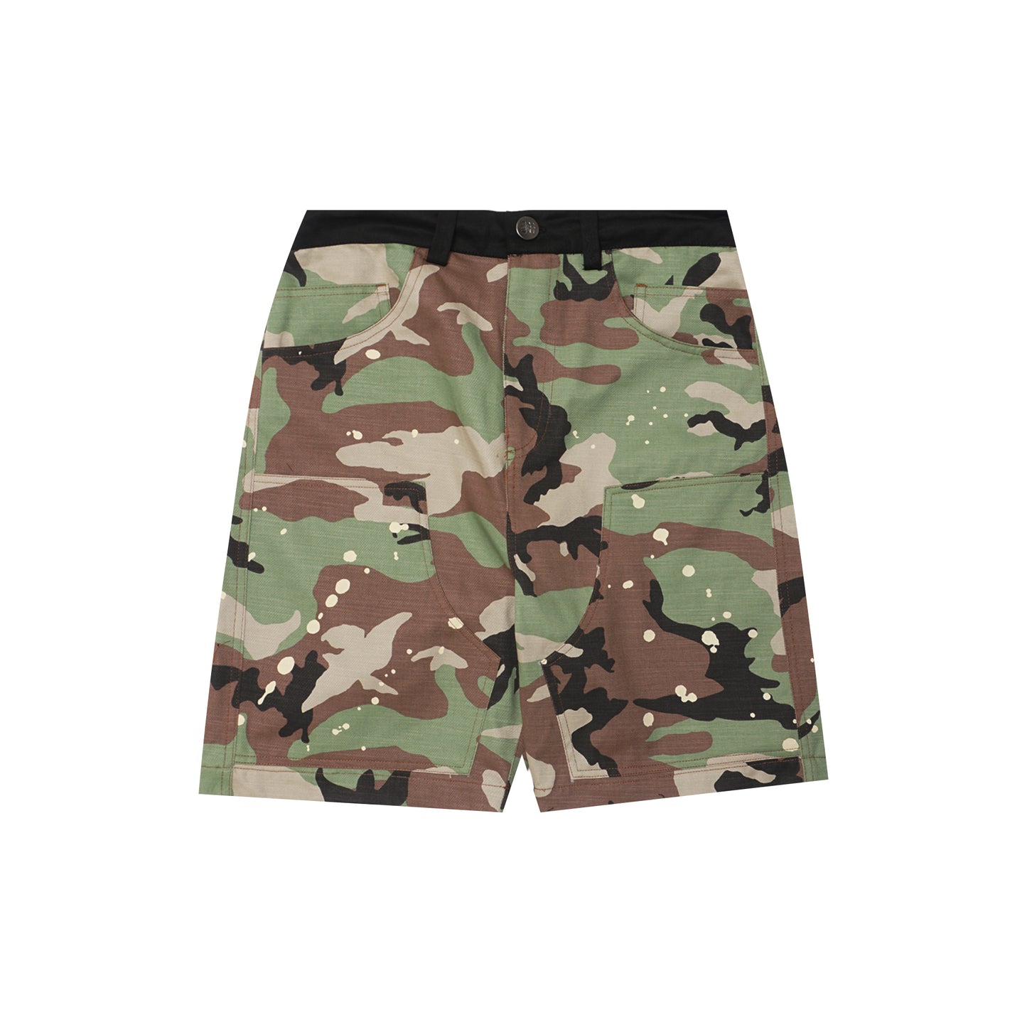 M+ DOUBLE KNEE PHAT SHORTS IN PAINTER'S CAMO