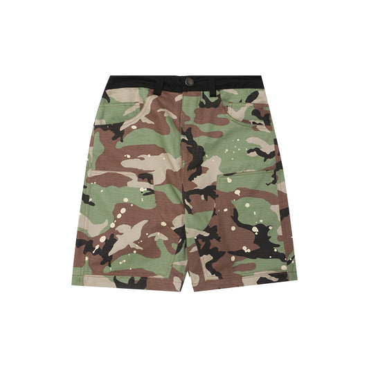 M+ DOUBLE KNEE PHAT SHORTS IN PAINTER'S CAMO