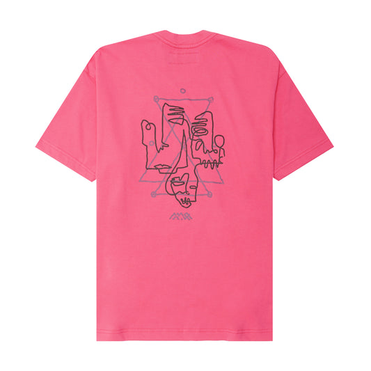 "VISAGES" ULTRA HEAVY TEE IN STATIC PINK