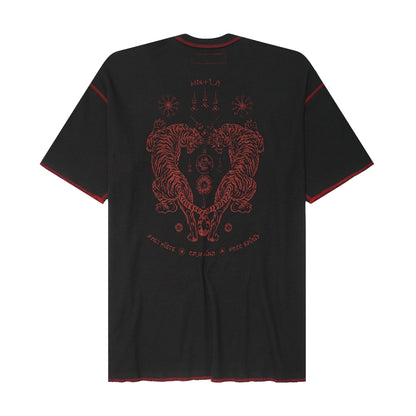 "FCF" WAFFLE TEE IN ANTHRACITE/CRIMSON