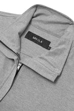 QUARTER ZIP L/S TEE IN HEATHER GREY