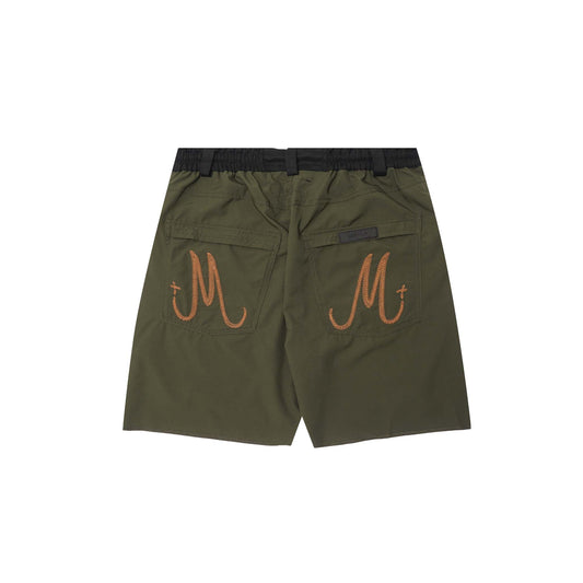 M+ DOUBLE KNEE PHAT SHORTS IN MOSS